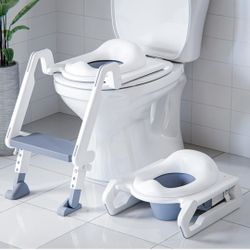 3-in-1 Potty Training Seat with Step Stool Ladder & Detachable Seat for Toddlers,