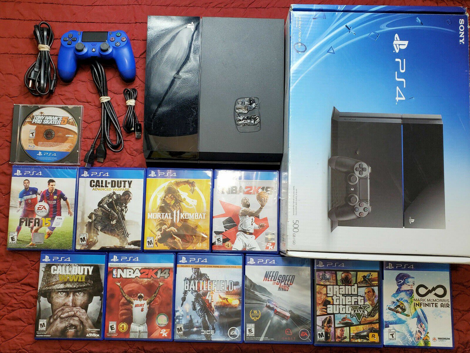 Sony Playstation 4 PS4 CUH-1001A 500GB Gaming Console 11 Games Combo Lot Bundle