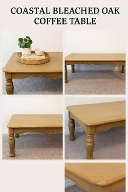Coastal Bleached Oak Coffee Table – Solid Wood – Refinished & Sealed