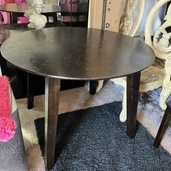 Dark Cherrywood Kitchen Dining Table And 3 Chairs