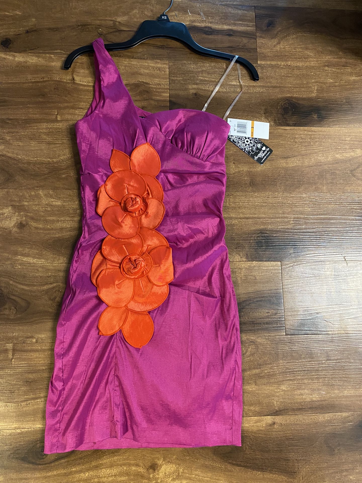 Brand New Woman’s Sequin Hearts brand One Shoulder Pink Cocktail Dress