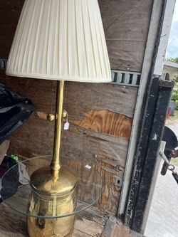 Vintage Brass Lamp W/ Glass Table