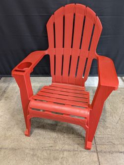 Vibrant Red Adirondack Style Outdoor Chair with Cupholder