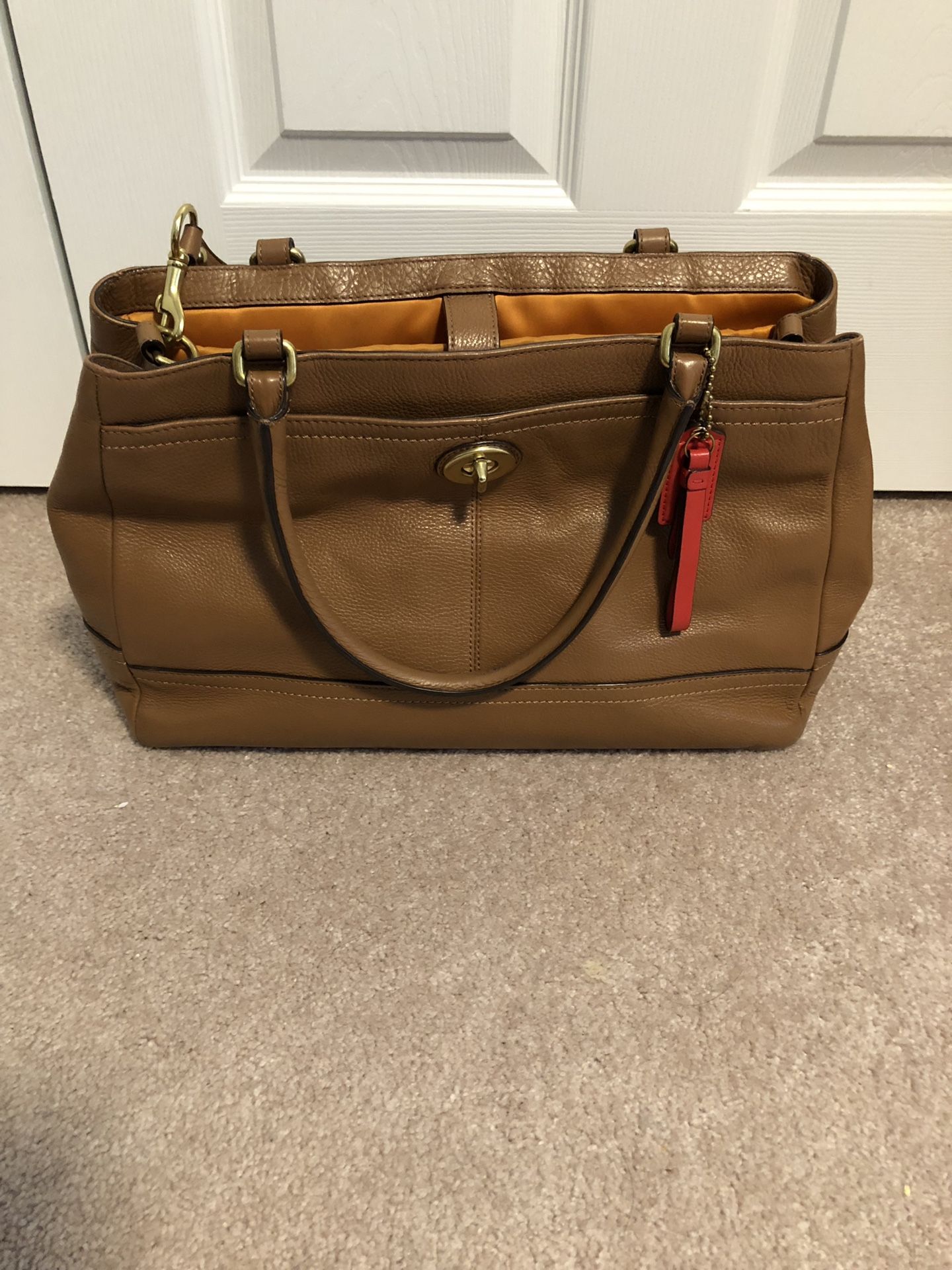 Coach Laptop Career Commuter Sachel Bag Brown Leather J1373