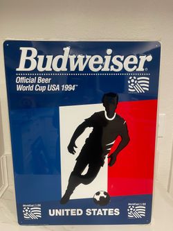 🇺🇸⚽️ JUST REDUCED🇺🇸⚽️ Vintage 1994 Budweiser World Cup USA Metal Sign | FIFA Soccer Memorabilia