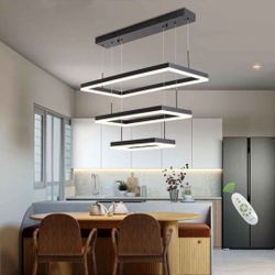 Modern 3-Ring Rectangle LED Chandelier for Dining Room 