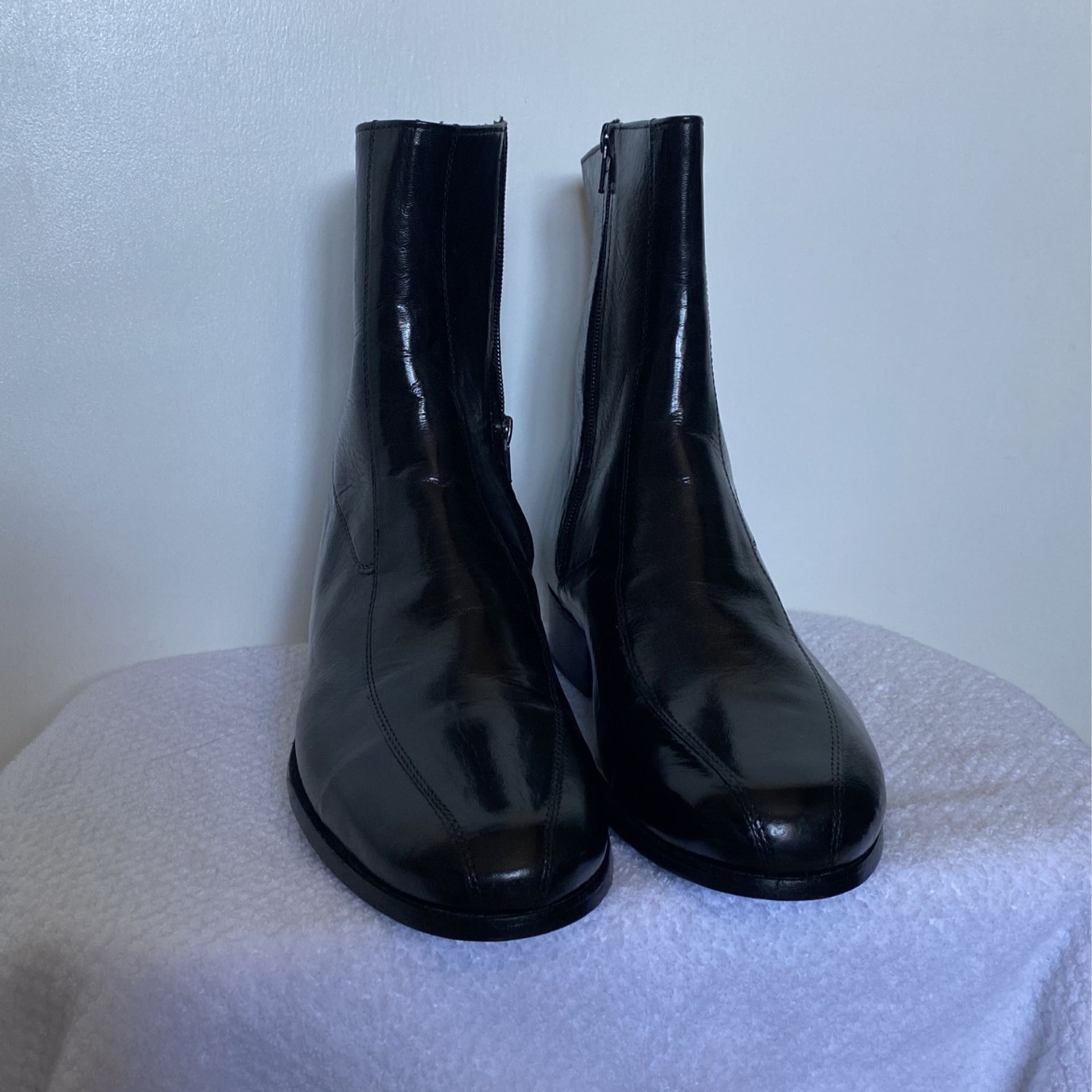 Nunn Bush Mens Size 9 Black Leather Zip -Up Ankle Boots Style # 3014 01 AO 9