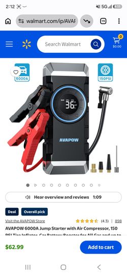 Avapow 6000 car Jumpstart and air compressor