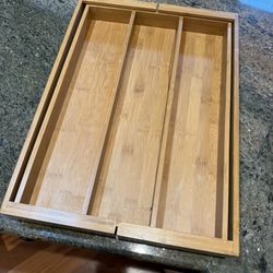 Expandable Bamboo Drawer Cutlery Organizer Adjustable Utensil Tray