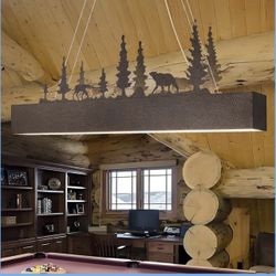 Brand New Farmhouse Chandelier, LED Pool Table Light Bronze Gold, 48in