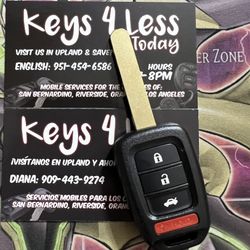 [$100 @ Pomona Indoor Swapmeet] 2013-22 Honda Duplicate Key & Remote Copy (Crosstour, Civic, Accord, Fit, CRV, HRV, Pilot, Odyssey, Ridgeline)