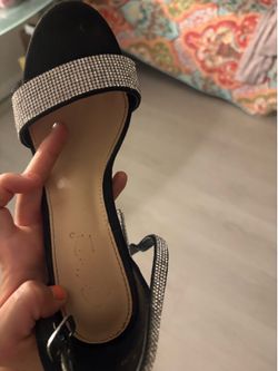 Glitter and black heels