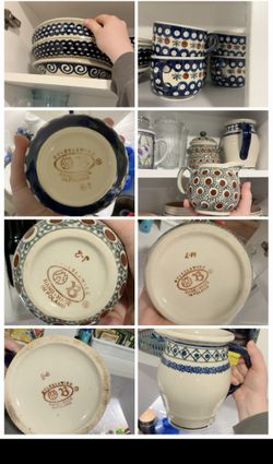 Vintage Bolesławiec Polish Pottery – 15-Piece Handmade Collection