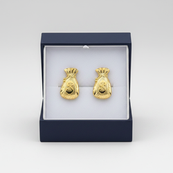 10K Yellow Gold Money Bag Stud Earrings