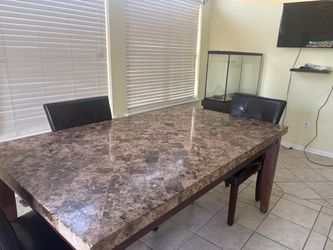 Marble-Top Dining Table with Chairs