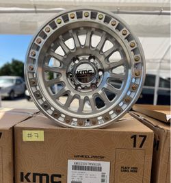 KMC KM552 Silver Machined 17x8.5 Wheels | 6x139.7 | -10 Offset | Set of 4
