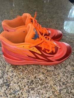Orange Mid-Top Basketball Sneakers