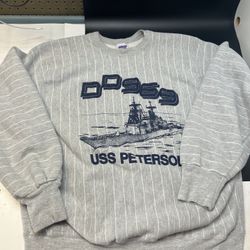 Vintage DD 969 USS Peterson sweatshirt Rare Made USA Pro Weave Mens Extra Large