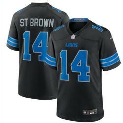 New!Men's Detroit Lions Amon-Ra St. Brown Nike Black 2nd Alternate Game Jersey