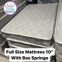 Full Size Mattress 10 Inches And Box Springs High Quality Also Available Twin-Queen-King New From Factory