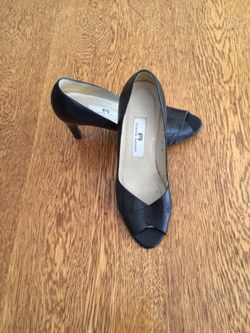 Etienne Aigner Black Peep Out Heels