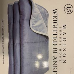 NEW IN BOX 15 pound weighted blanket double bed size brand new in box elephant gray beautiful