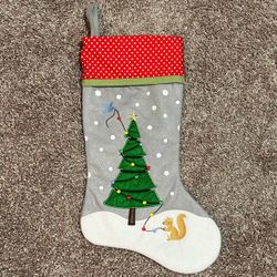 Cute Felt Squirrel Holiday Tree Colorful Polka Dot Christmas Stocking Large 20”