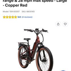 Rad Power Bikes - Radster Trail - Ebike w/ 65 miles max operating range & 28 mph max speed - Large - Copper Red