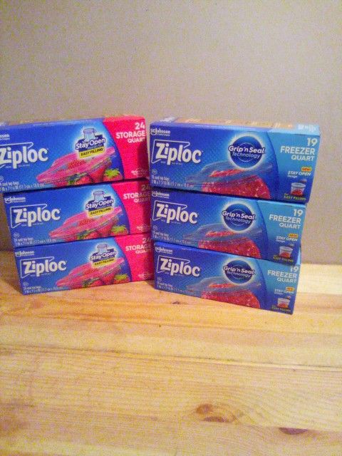 Ziploc Freezer Or Storage Quartz Size Bags 2/$6