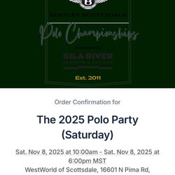  Polo Party 11/8 - 2 GA Tickets 