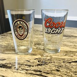 2 Beer Glasses, 1 Killian & 1 Coors. 