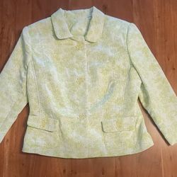 Women's Buttoned Blazer Green Flower