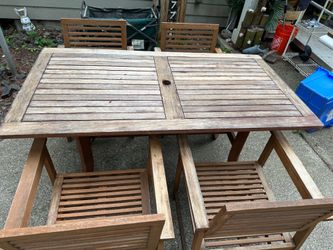 Teak table and chair