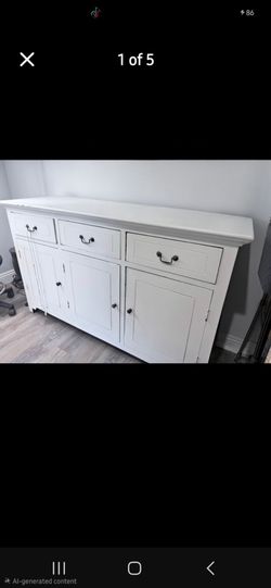 White Wood Sideboard Buffet Cabinet