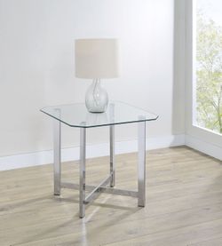 Cronin Chrome Square Tempered Glass Top Side End Table