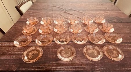 1930 Pink depression glass by Jeanette Glass Co.