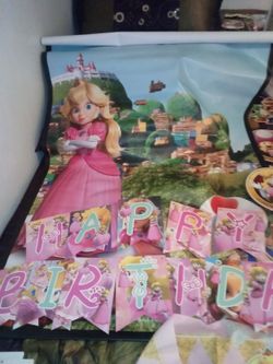 Mario Bros Princess Peach Party Supplies Bundle