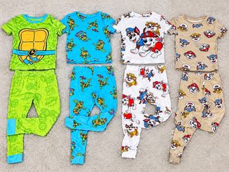 Size 3T Kids Character Pajama Sets Lot of 4