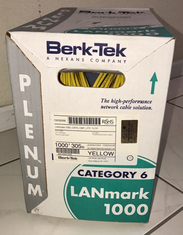 Berk-Tek LANMark 1000 Cat6 Plenum rated Network Cable (1000’FT.)