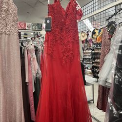 Red Mermaid Dress side red only