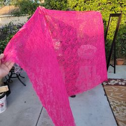Beautiful Hot Pink Lace Tablecloth