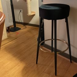 Round Black Velvet Bar Stools - 30” (very lightly used)