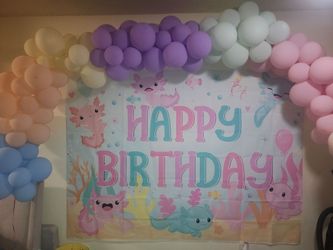 Axolotl Happy Birthday Party background decoration
