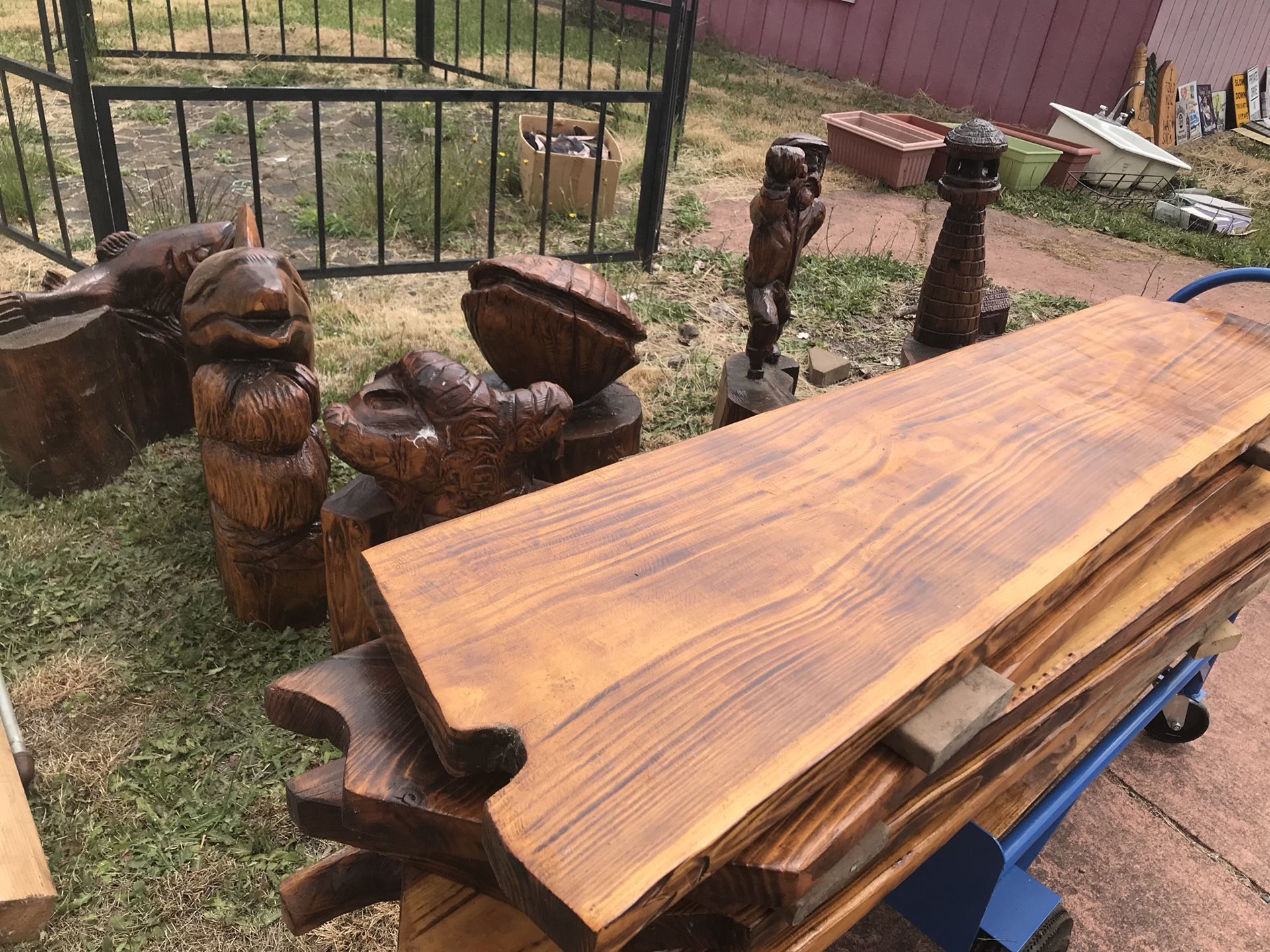 Nautical chainsaw carved benches