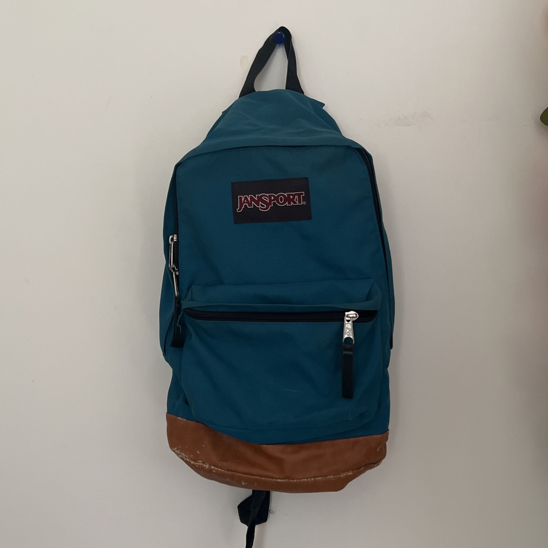 Teal Jan Sport Backpack with Faux Leather Bottom 