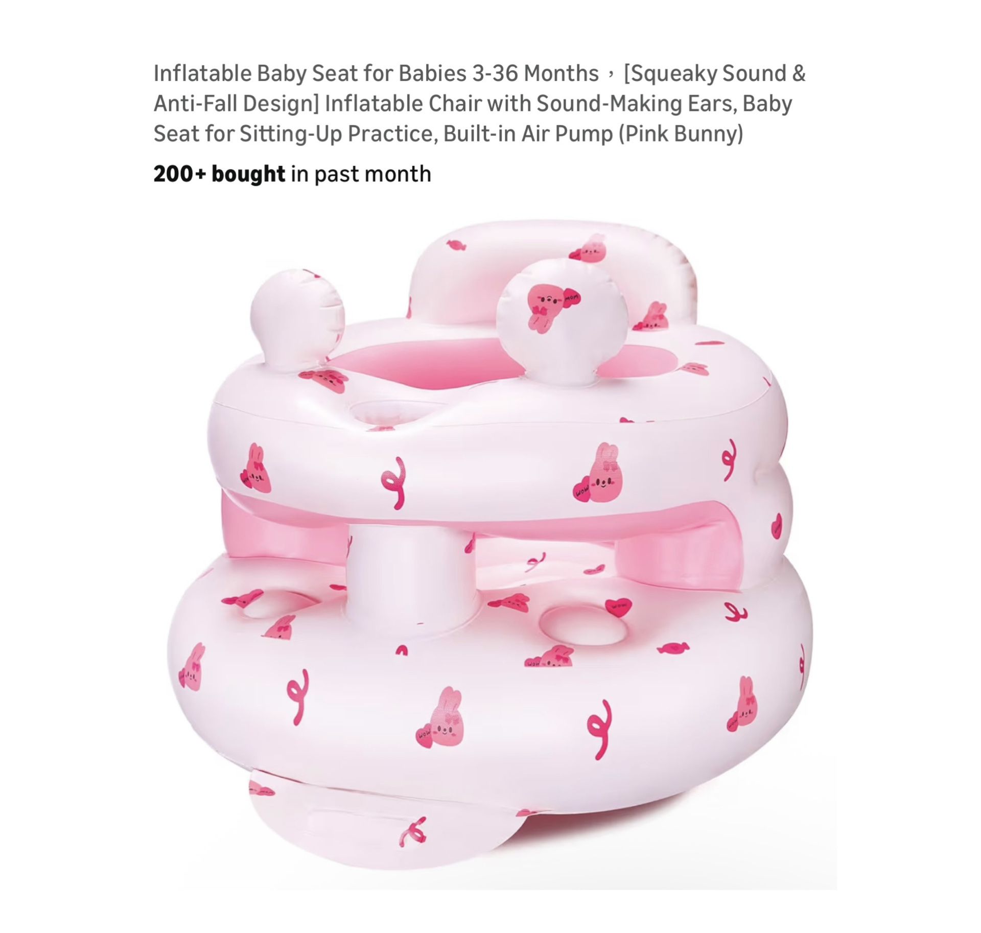 Brand new Inflatable Baby Seat for Babies 3-36 Months，[Squeaky Sound & Anti-Fall Design] Inflatable Chair with Sound-Making Ears, Baby Seat for Sittin