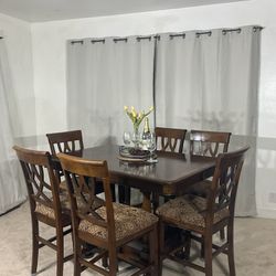 Ashley Furniture High Dining Table With Extension & 6 Chairs 