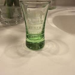 VINTAGE VASELINE URANIUM GREEN JIGGER SHOT GLASS W/ PIG