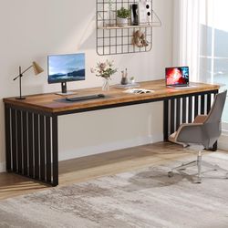  78.74" Extra Long Computer Desk for 2 Person, Double Long Desk with Heavy Duty Metal Frame, Double Workstation Study Table for Home Office (Without C