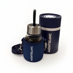 Clear Montblanc Travel Size Water Bottle, With a Blue Clear Strap To Carry/Wear
